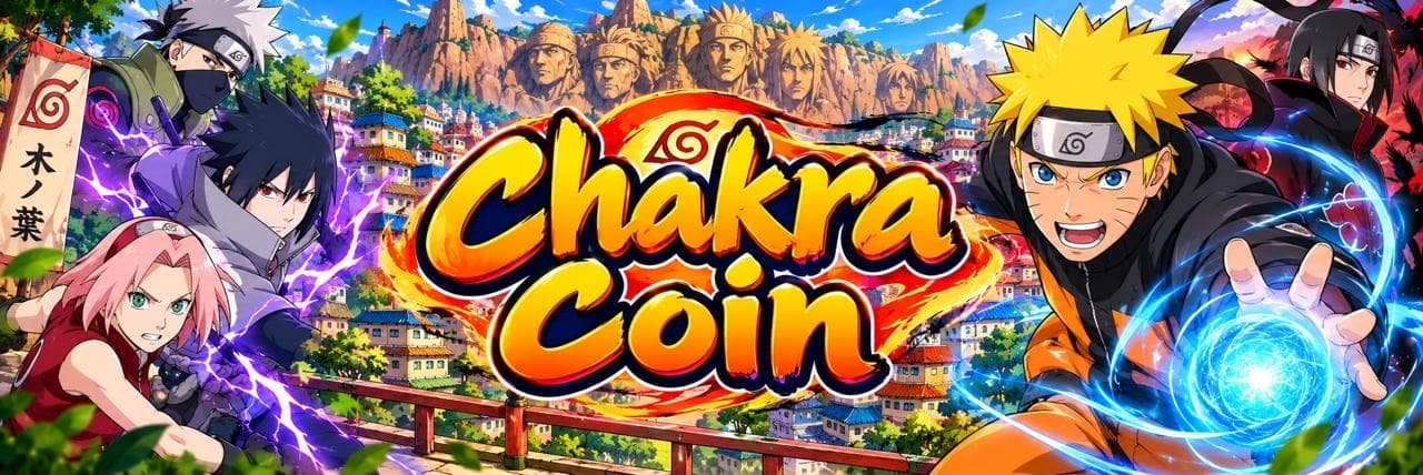 Chakra Coin banner: Kakashi, Sasuke, Sakura, Naruto and Itachi above the Hidden Leaf